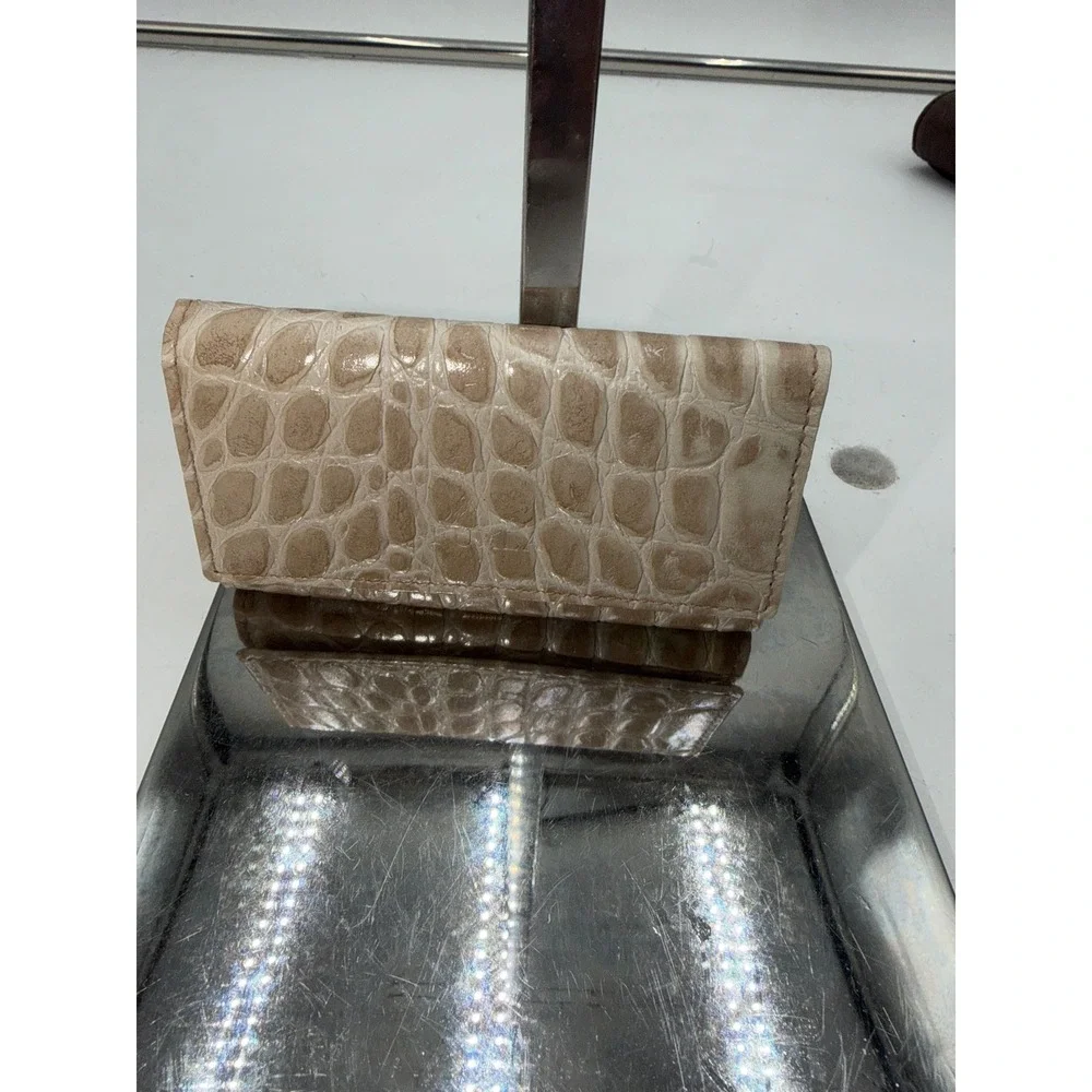 Furla Beige Crocodile Embossed Leather 6 Hook Key Case Wallet Made in Italy
